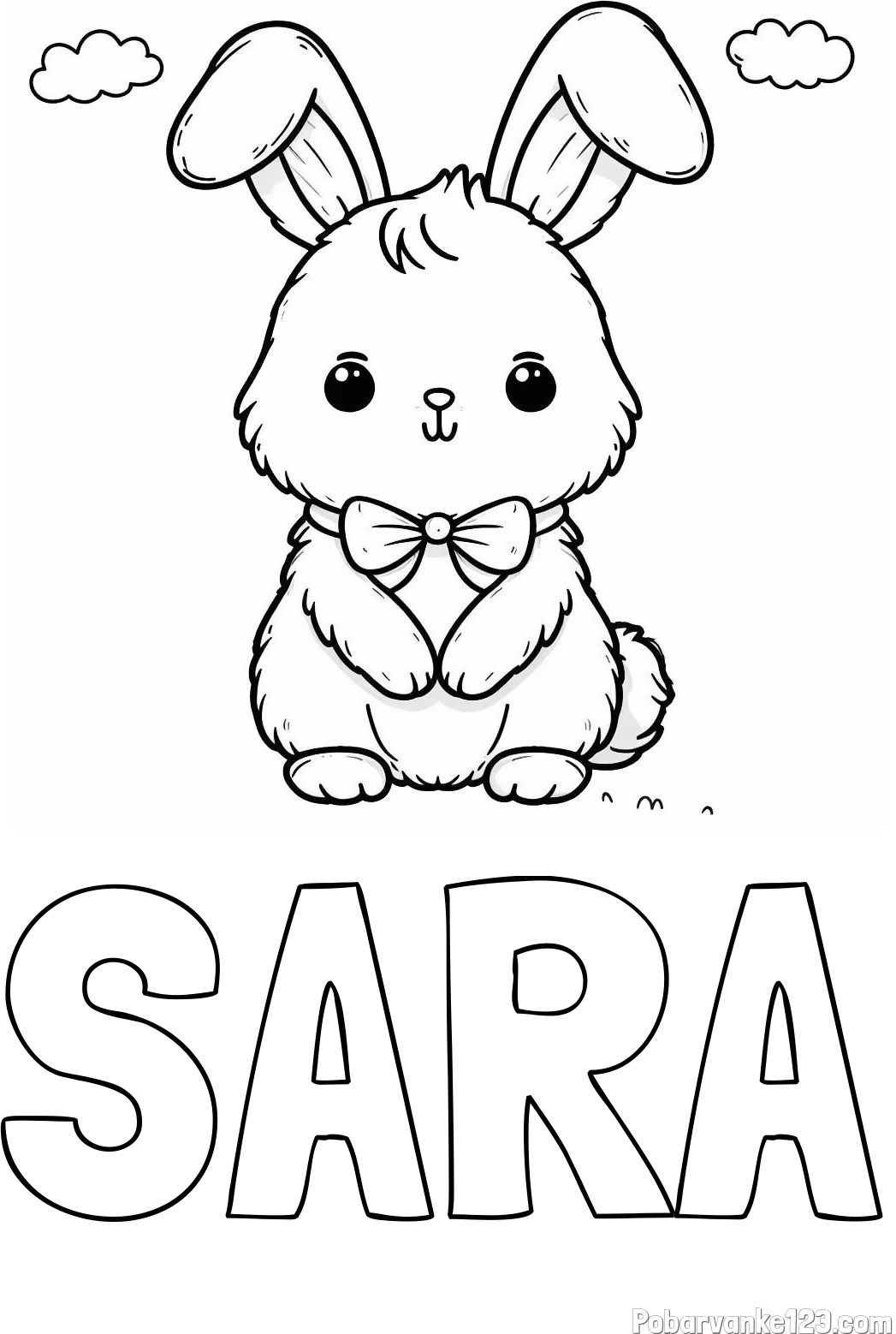 Pobarvanka imena SARA in pobarvanka prikupnega zajčka