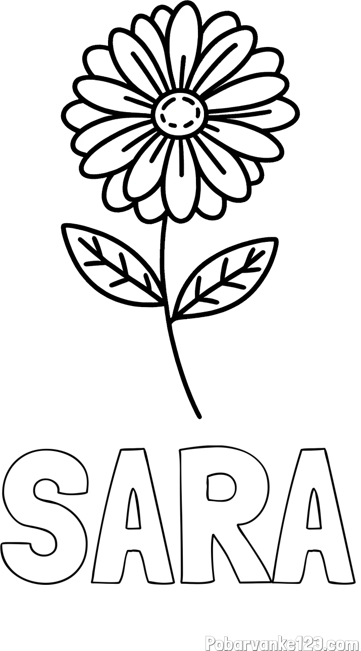 Pobarvanka imena SARA in pobarvanka rožice