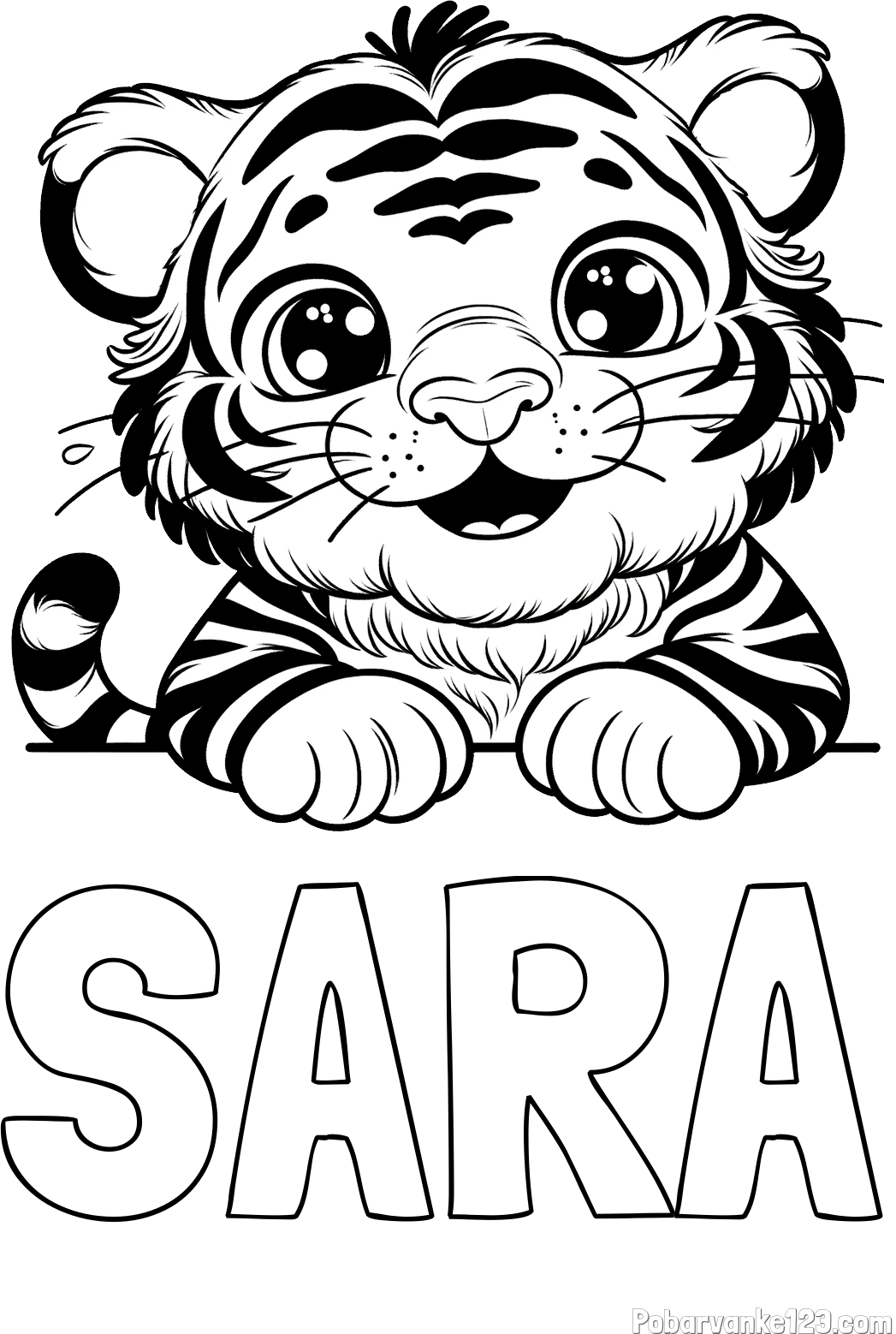 Pobarvanka imena SARA in pobarvanka tigrček