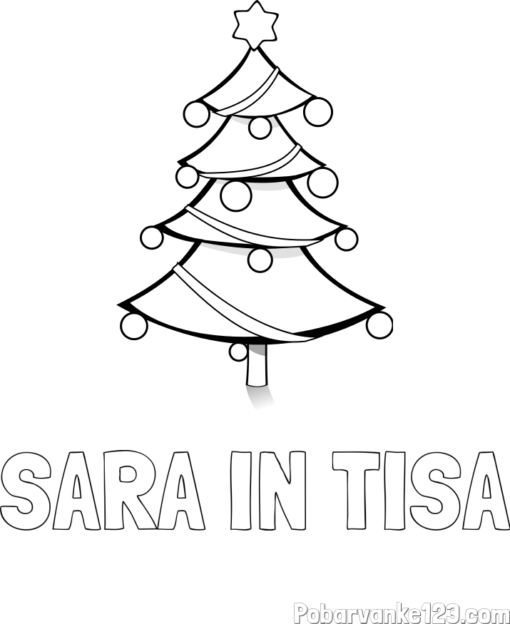 Pobarvanka imena SARA IN TISA in božična smreka