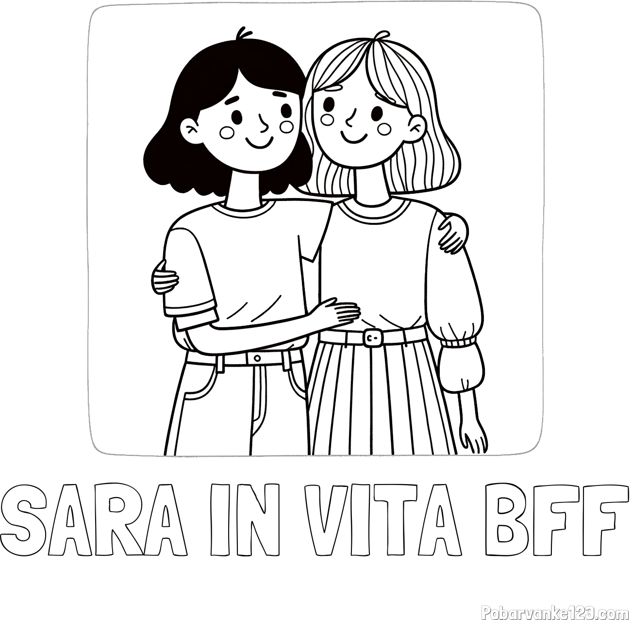 Pobarvanka imena SARA IN VITA BFF in otroška pobarvanka dveh prijateljic