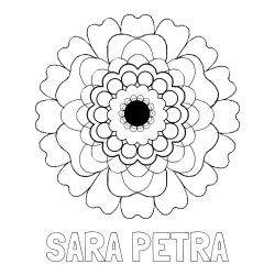 Online izdelana pobarvanka - Pobarvanka imena SARA PETRA in pobarvanka rože