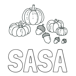 Online izdelana pobarvanka - Pobarvanka imena SAŠA in pobarvanka buč in želoda