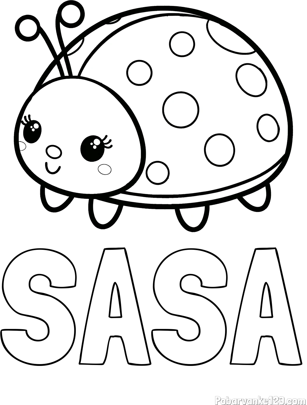 Pobarvanka imena SAŠA in pobarvanka ljubke pikapolonice