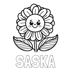 Online izdelana pobarvanka - Pobarvanka imena SAŠKA in pobarvanka ljubke in nasmejane rože