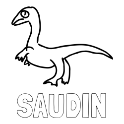 Online izdelana pobarvanka - Pobarvanka imena SAUDIN in pobarvanka žalostnega dinozavra