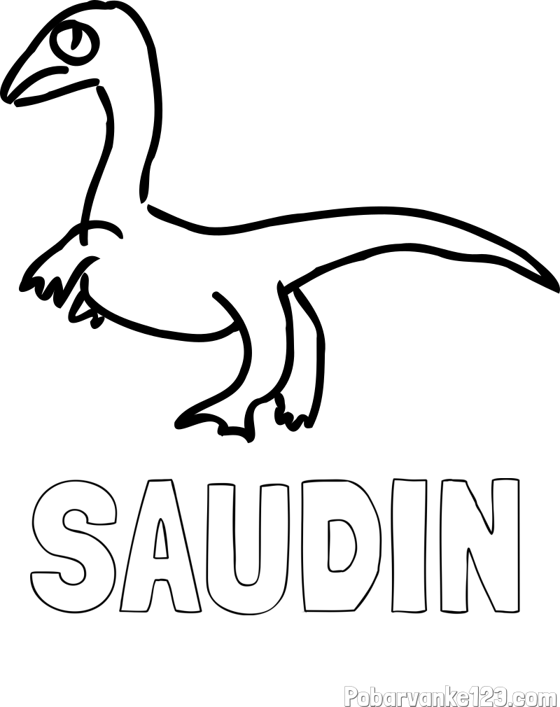 Pobarvanka imena SAUDIN in pobarvanka žalostnega dinozavra