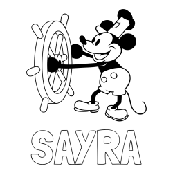 Online izdelana pobarvanka - Pobarvanka imena SAYRA in pobarvanka Miki Miške (Mickey Mouse)