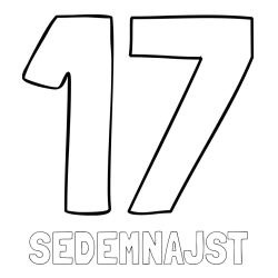 Online izdelana pobarvanka - Pobarvanka imena SEDEMNAJST in pobarvanka številke sedemnajst (17)