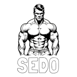 Online izdelana pobarvanka - Pobarvanka imena SEDO in pobarvanka bodybuilder-ja