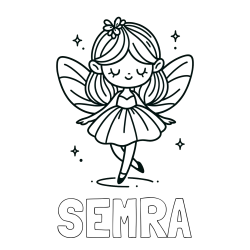 Online izdelana pobarvanka - Pobarvanka imena SEMRA in enostavna pobarvanka čarobne vile
