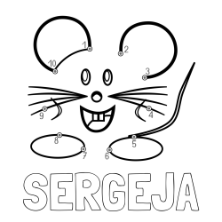 Online izdelana pobarvanka - Pobarvanka imena SERGEJA in pobarvanka poveži številke - ljubka miška