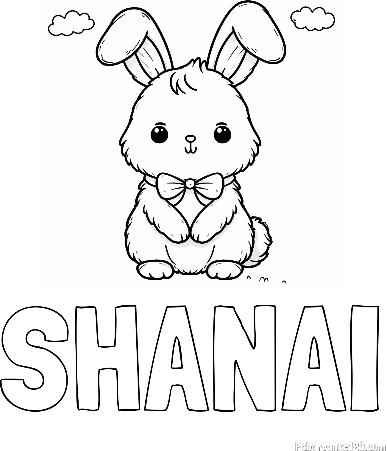 Pobarvanka imena SHANAI in pobarvanka prikupnega zajčka