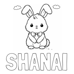 Online izdelana pobarvanka - Pobarvanka imena SHANAI in pobarvanka prikupnega zajčka