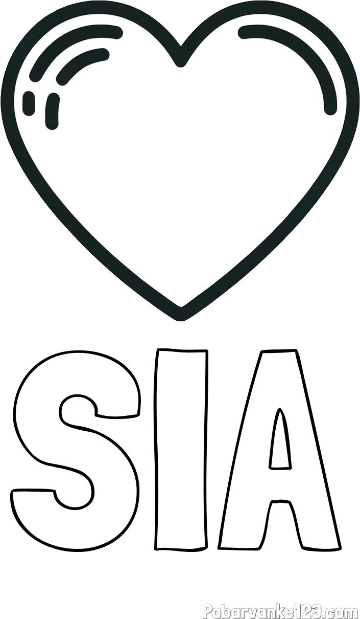 Pobarvanka imena SIA in pobarvanka lepega srčka