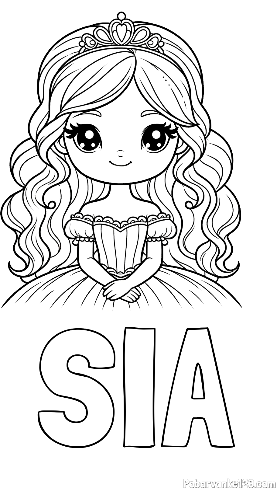 Pobarvanka imena SIA in pobarvanka ljubke princese