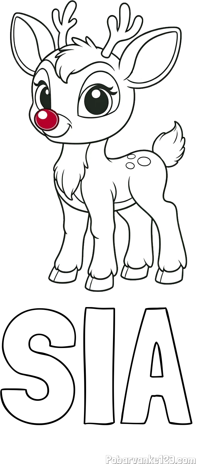 Pobarvanka imena SIA in pobarvanka nasmejanega jelenčka Rudolfa