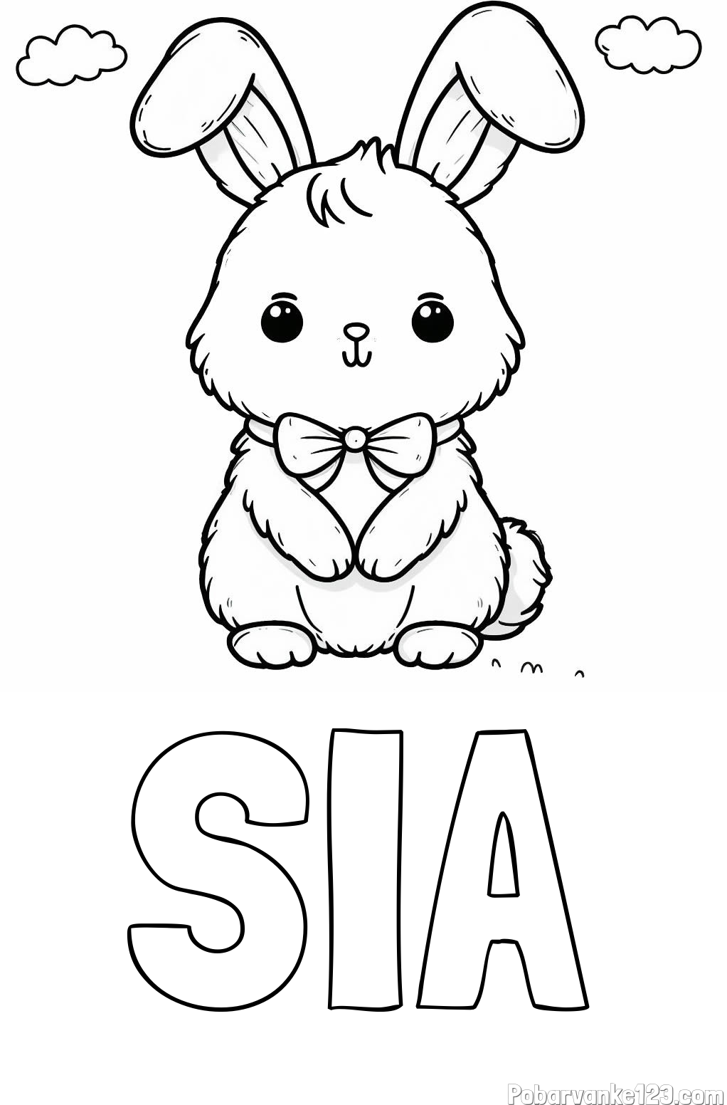 Pobarvanka imena SIA in pobarvanka prikupnega zajčka