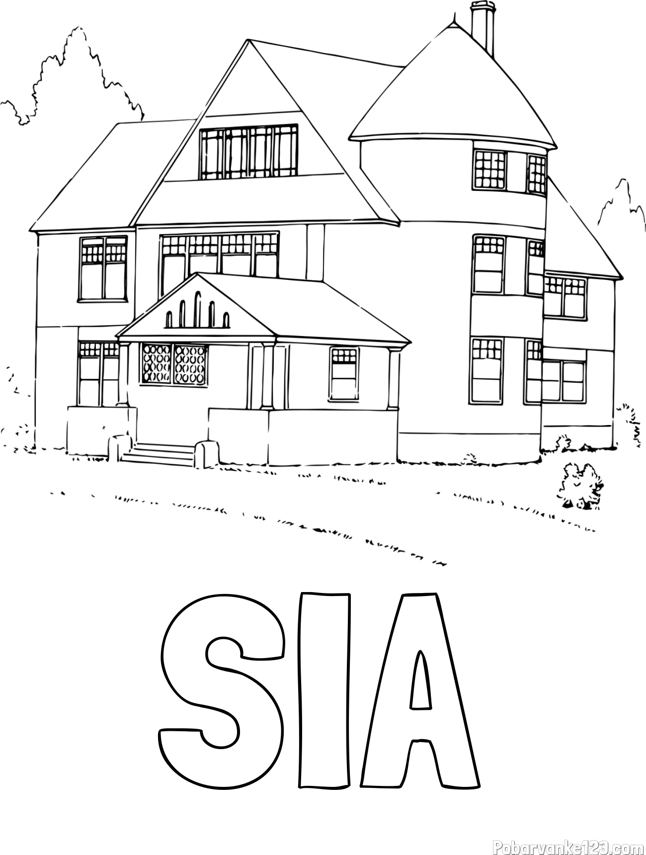 Pobarvanka imena SIA in pobarvanka stare vile