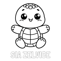 Online izdelana pobarvanka - Pobarvanka imena SIA ŽELVICE in otroška pobarvanka ljubke in nasmejane želvice