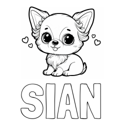 Online izdelana pobarvanka - Pobarvanka imena SIAN in pobarvanka čivave