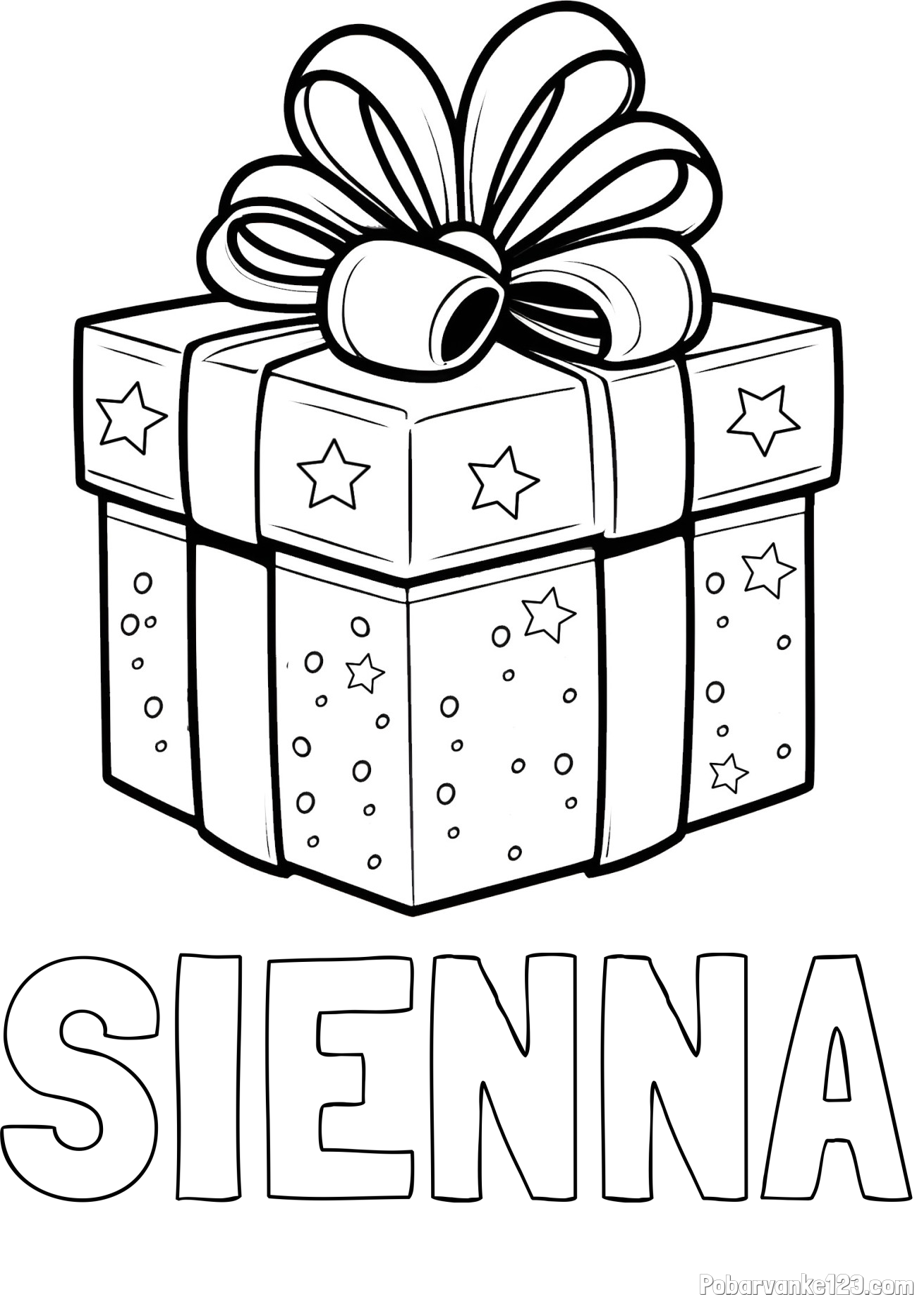 Pobarvanka imena SIENNA in pobarvanka božičnega darila