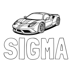 Online izdelana pobarvanka - Pobarvanka imena SIGMA in pobarvanka čudovitega športnega avtomobila