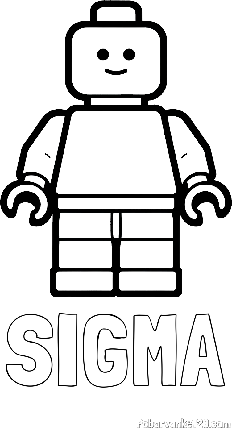 Pobarvanka imena SIGMA in pobarvanka LEGO figurice fanta