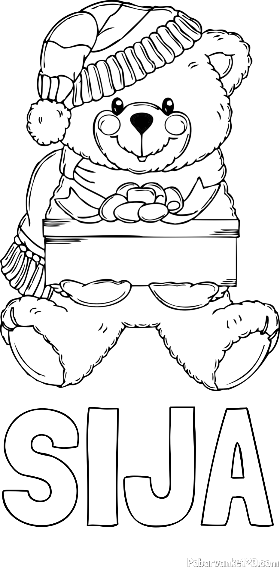 Pobarvanka imena SIJA in pobarvanka ljubkega medvedka