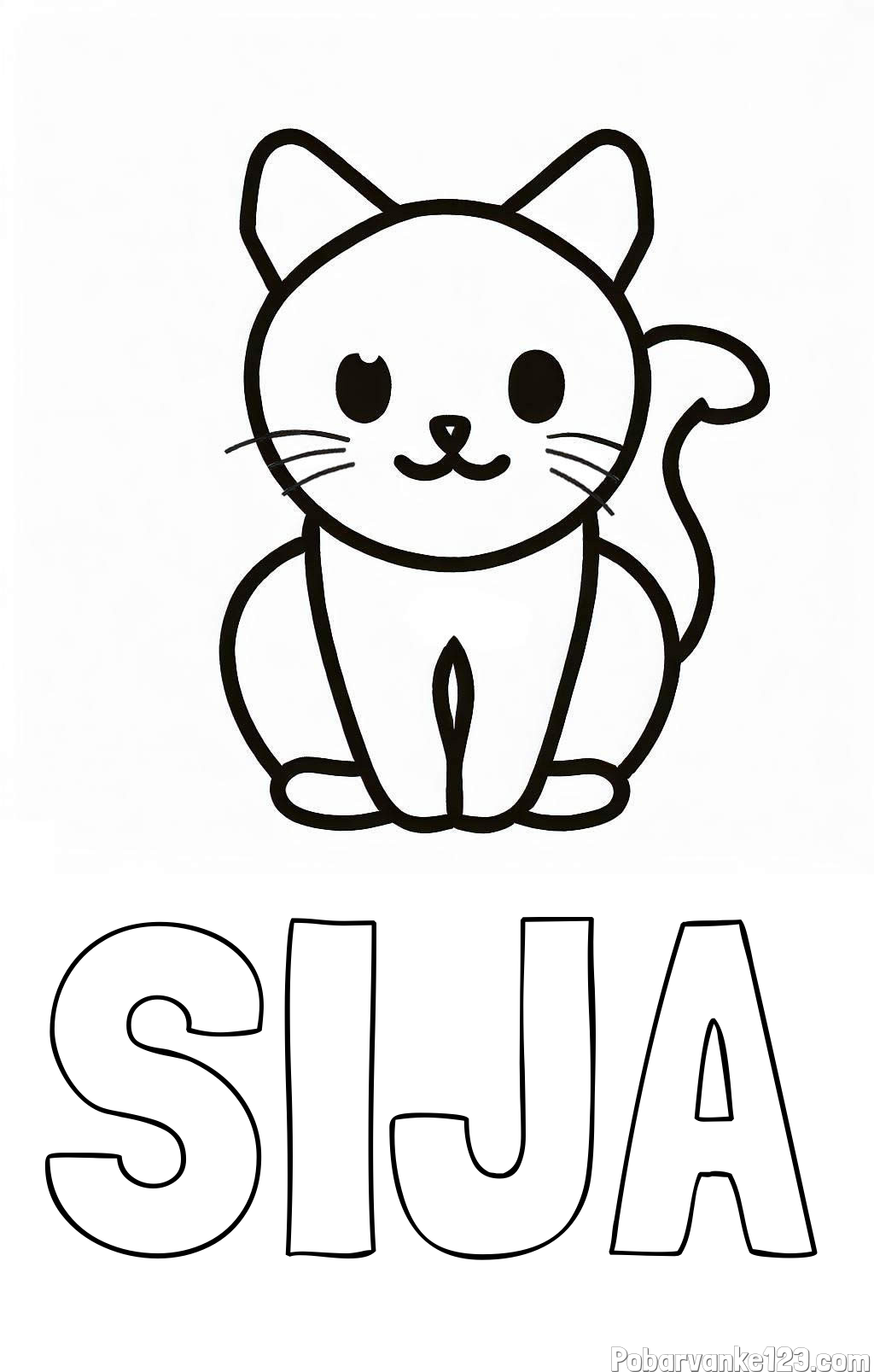 Pobarvanka imena SIJA in pobarvanka prikupne mucke