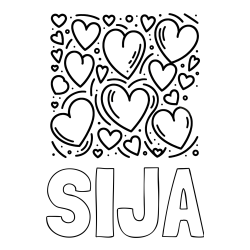 Pobarvanka imena SIJA in pobarvanka s srčki