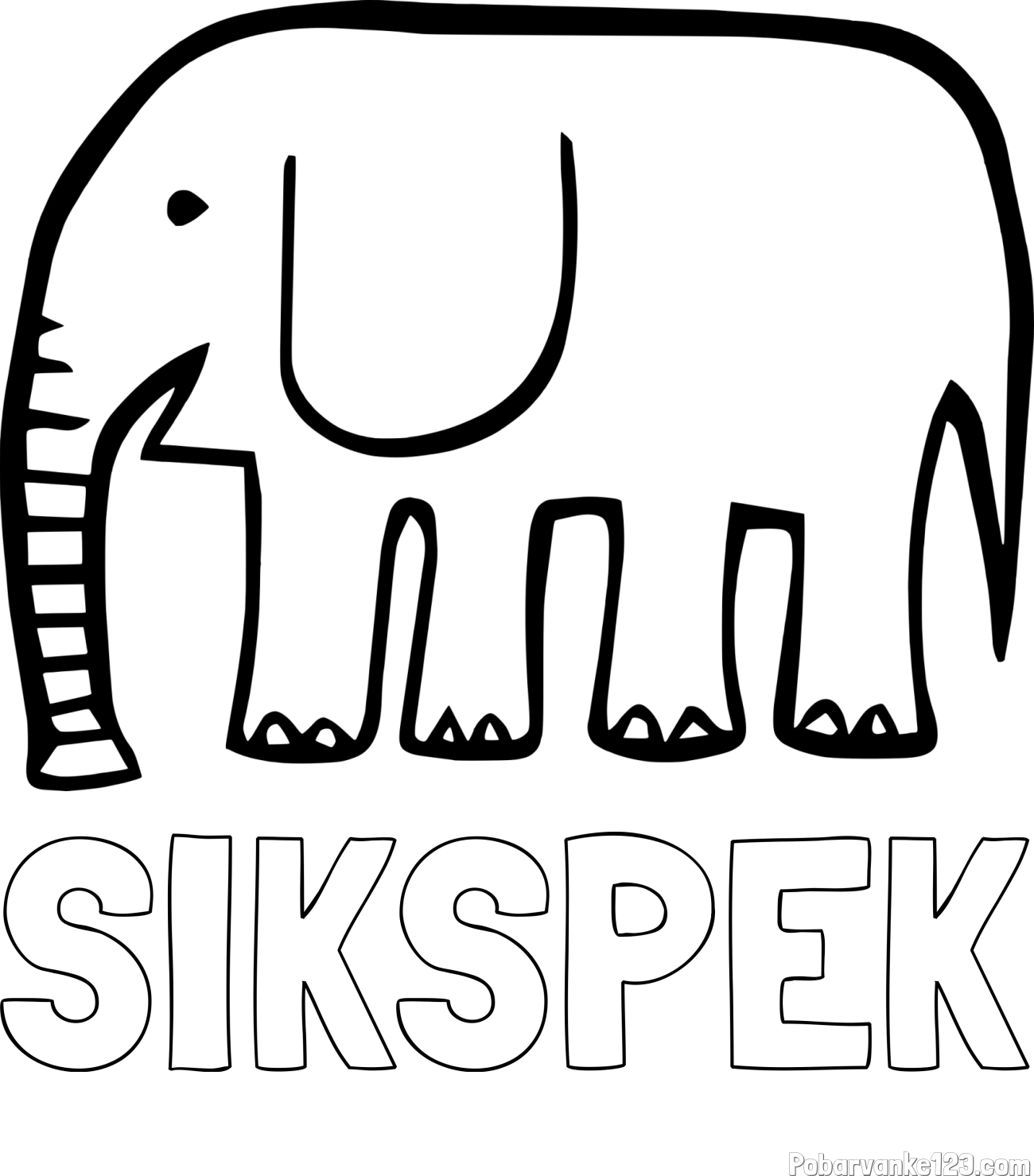 Pobarvanka imena SIKSPEK in otroška pobarvanka slona