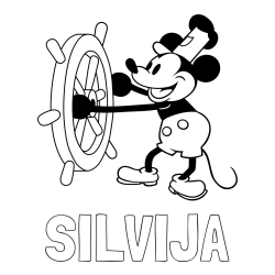 Online izdelana pobarvanka - Pobarvanka imena SILVIJA in pobarvanka Miki Miške (Mickey Mouse)