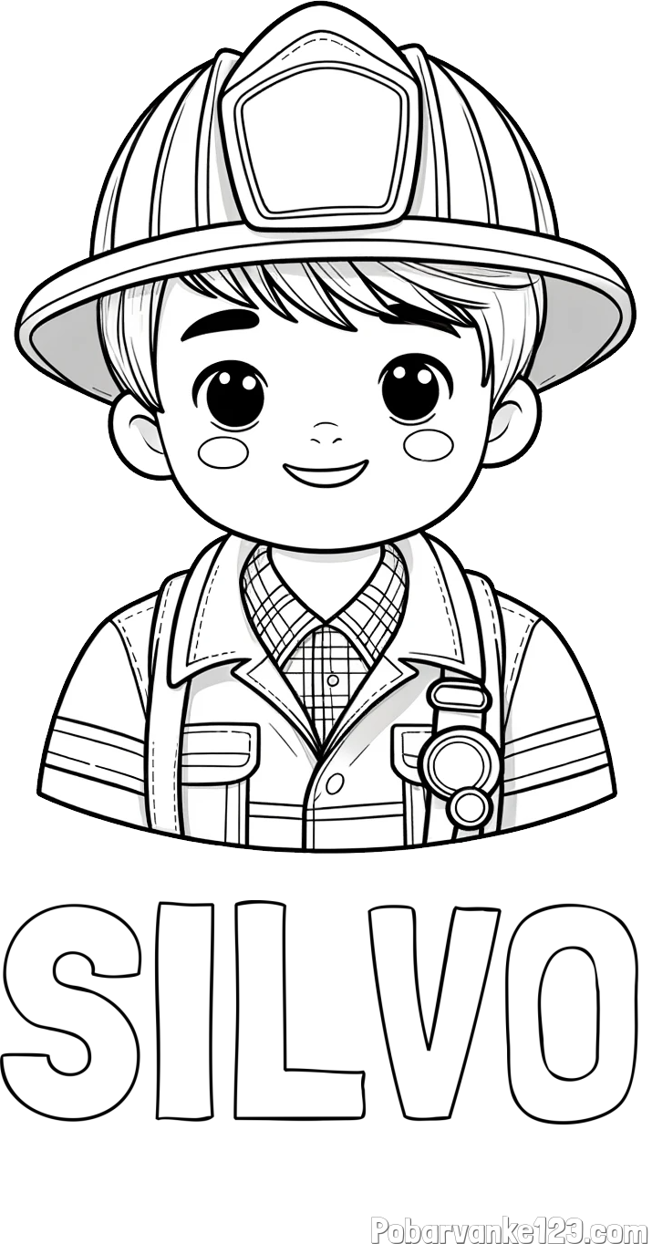 Pobarvanka imena SILVO in pobarvanka mladega gasilca