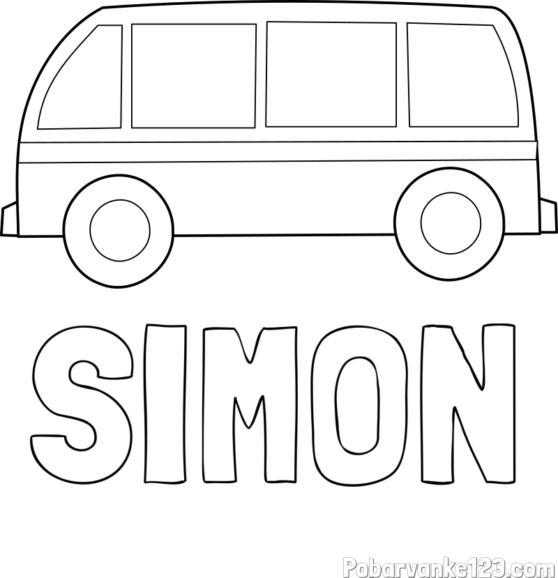 Pobarvanka imena SIMON in avtobus