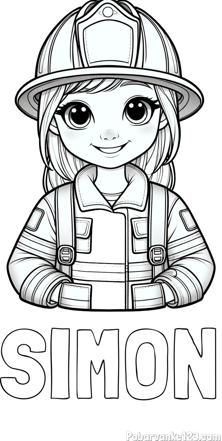 Pobarvanka imena SIMON in pobarvanka ljubke gasilke