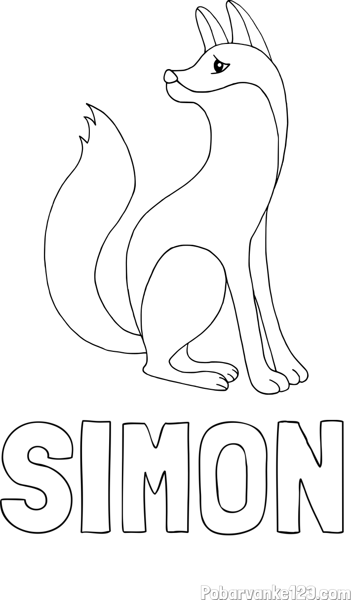 Pobarvanka imena SIMON in pobarvanka ljubke lisičke