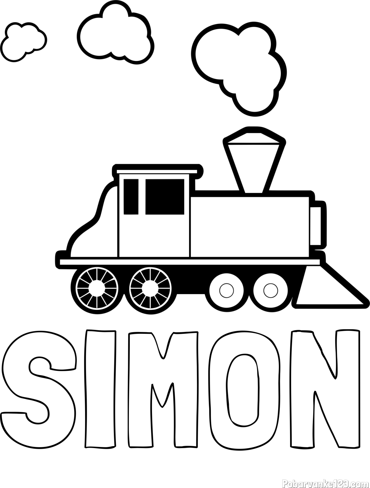 Pobarvanka imena SIMON in pobarvanka parne lokomotive