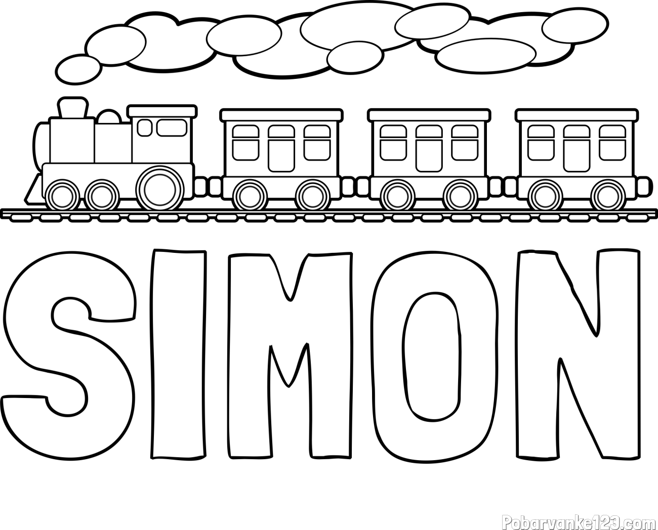 Pobarvanka imena SIMON in pobarvanka vlaka