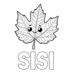Online izdelana pobarvanka - Pobarvanka imena SISI in otroška pobarvanka nasmejanega lista