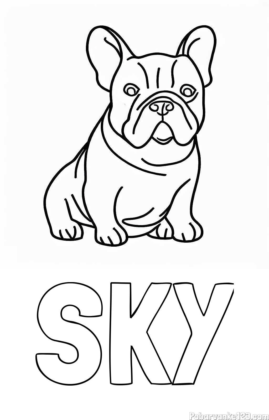 Pobarvanka imena SKY in pobarvanka francoskega buldoga