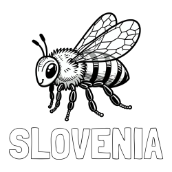 Online izdelana pobarvanka - Pobarvanka imena SLOVENIA in otroška pobarvanka čebele (realistična)