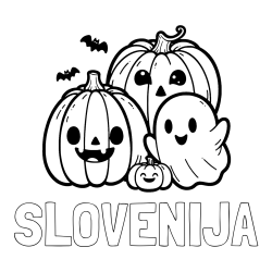 Online izdelana pobarvanka - Pobarvanka imena SLOVENIJA in pobarvanka duhca in buč za noč čarovnic
