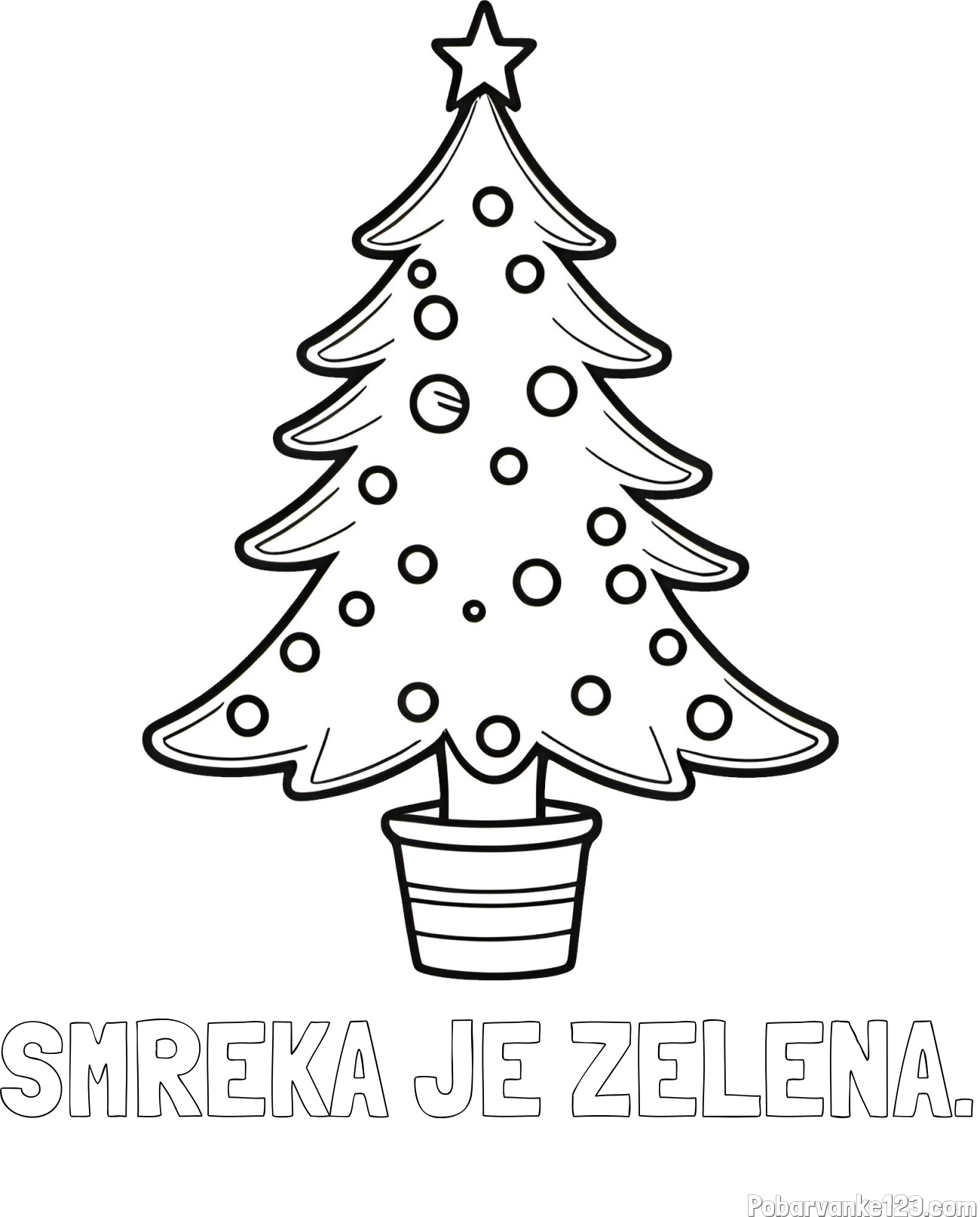 Pobarvanka imena SMREKA JE ZELENA. in pobarvanka lepe božične smrečice