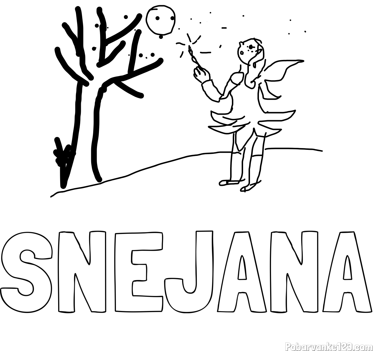 Pobarvanka imena SNEJANA in mavrična vila