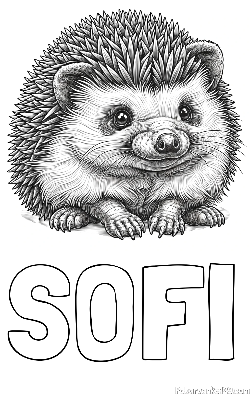 Pobarvanka imena SOFI in pobarvanka ježa