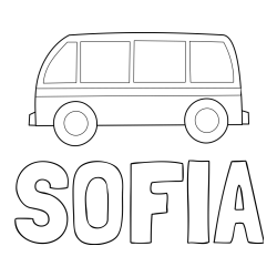 Pobarvanka imena SOFIA in avtobus