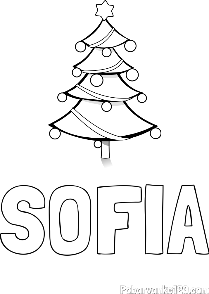 Pobarvanka imena SOFIA in božična smreka