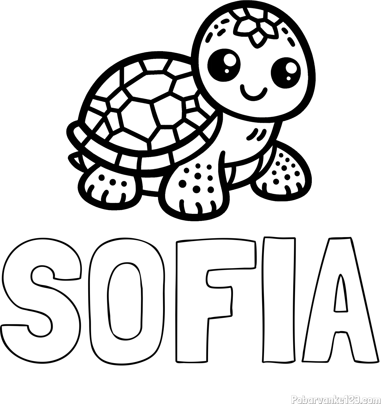 Pobarvanka imena SOFIA in otroška pobarvanka želve