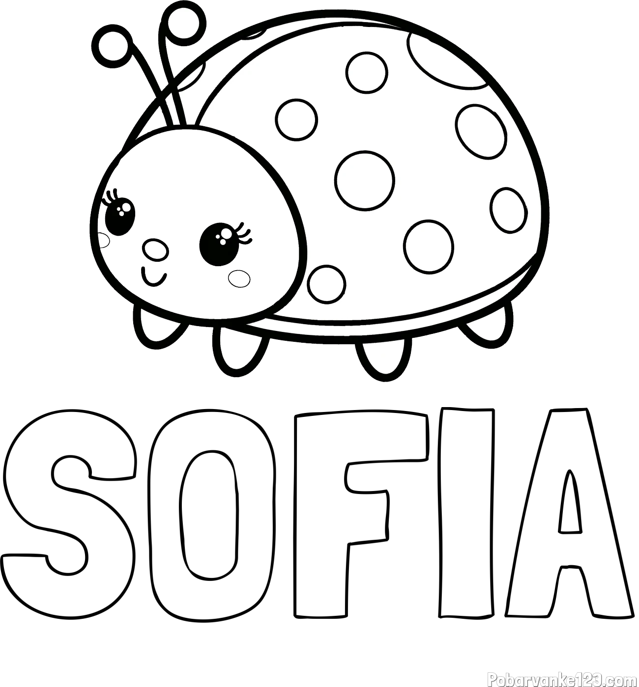 Pobarvanka imena SOFIA in pobarvanka ljubke pikapolonice